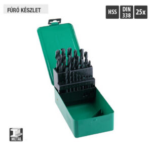 Lev fúrószár, fémcsigafúró készlet DIN 338 HSS 1,00- 13,00mm, 25 részes, hengerelt, fém